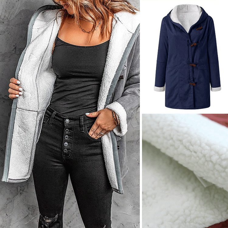 🥼【50% kedvezmény】[S-5XL] Divatos és meleg egyben, női kapucnis kabát, velúr és gyapjú anyagból