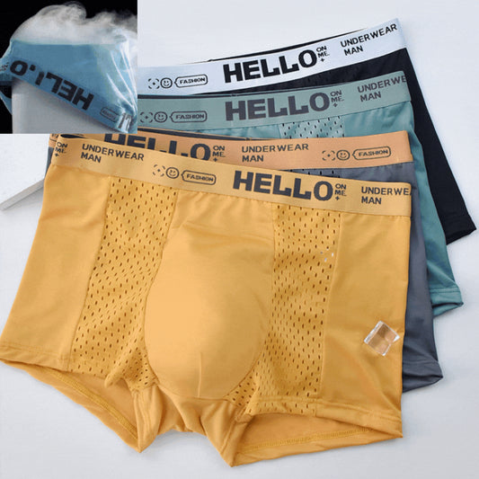 💦(6 kosov) Moške boksarice ice silk z zračno mrežicoi