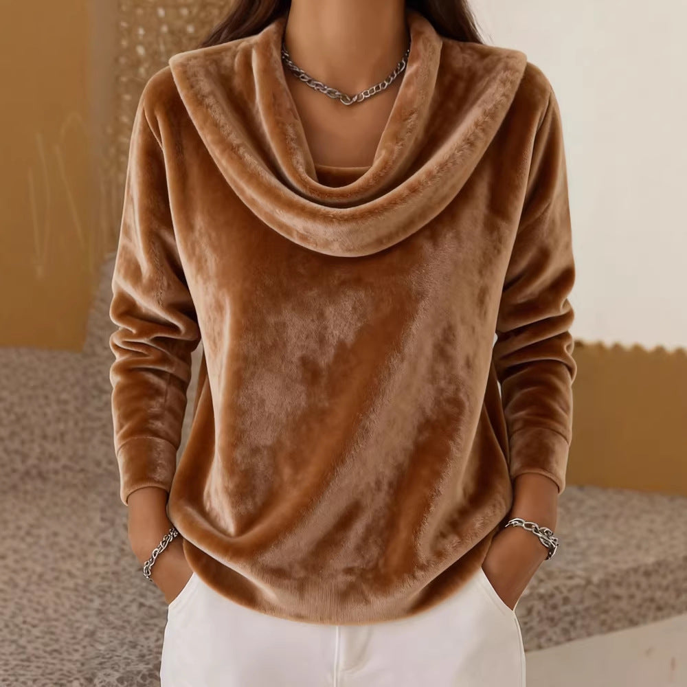 🔥🔥【Zľava 50%】【S-3XL】Nová jesenno-zimná kolekcia 2026, dámska voľná módna plyšová mikina s dlhým rukávom, jednofarebná