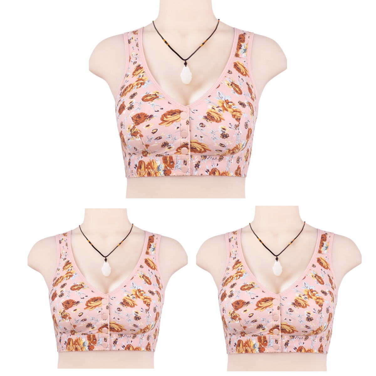 👙👙👙【Kupte 1 a získejte 2 zdarma】Nová podprsenka s měkkým předním potiskem, velká velikost podprsenka bez ocelových kroužků pro lidi středního a staršího věku