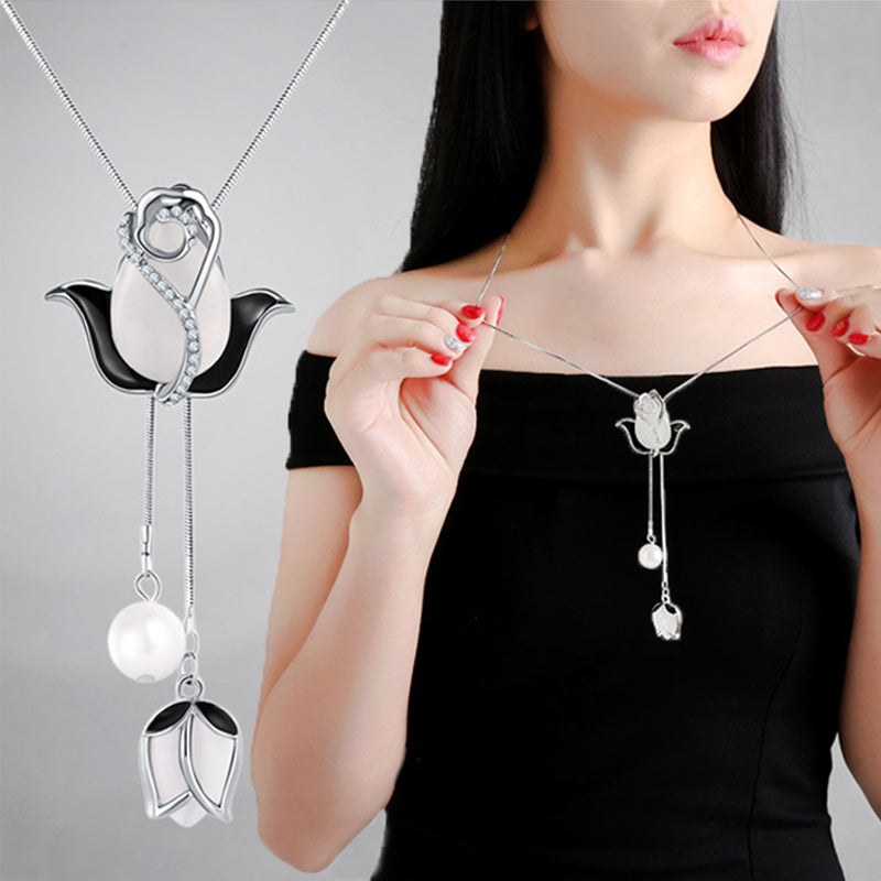 【Kupite 1, dobite 1 gratis】 Ogrlica z dolgo verižico v obliki mačjega očesa in tulipana. Idealne kombinacije oblačil, edinstveni dizajni