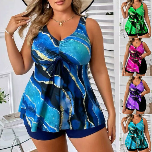 🏖️👙🌴【S-5XL】Елегантен бански с щампа в големи размери