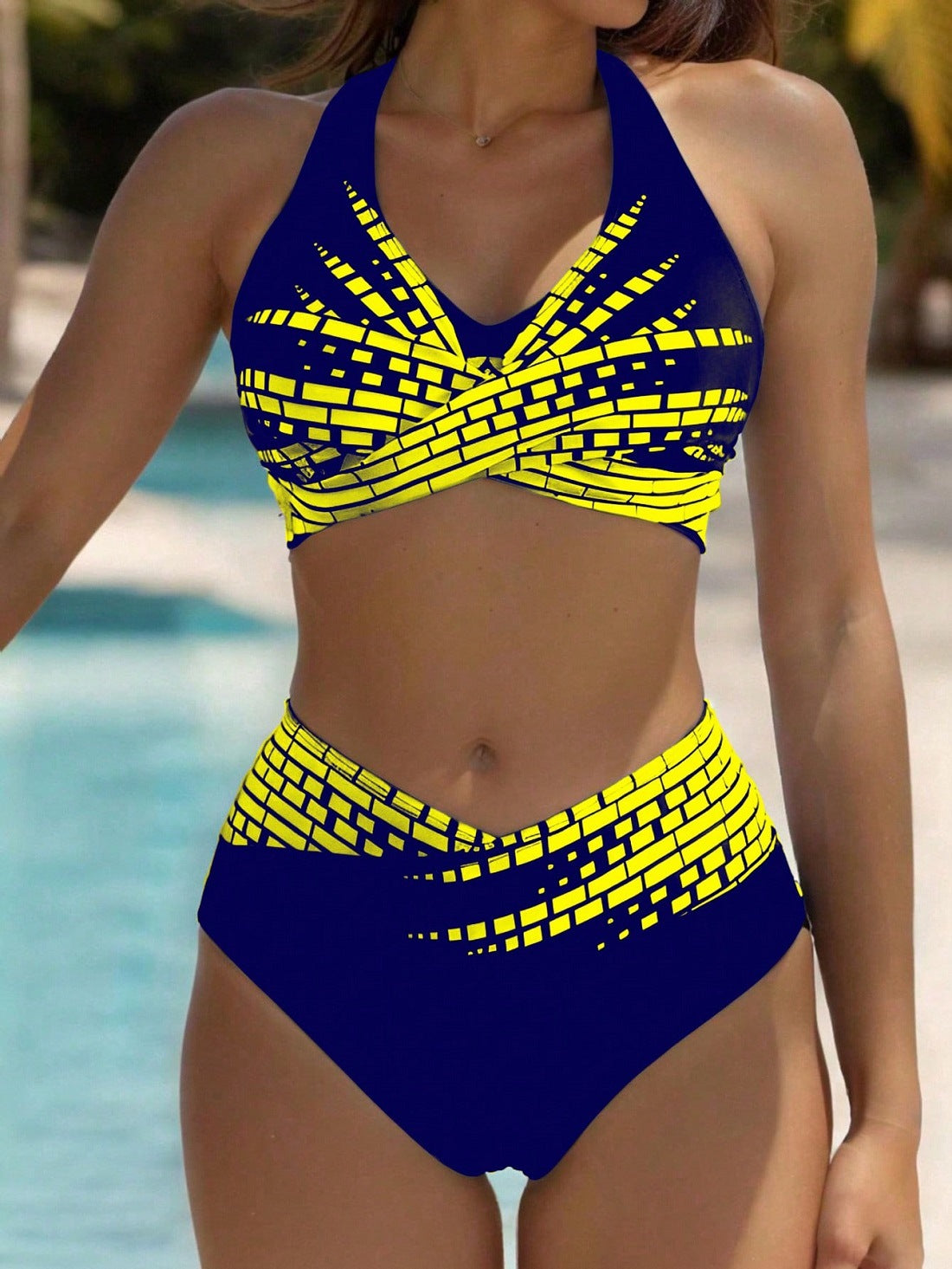 👙 【Отстъпка 50% 💥】【L–2XL】👉 Двуделен бански за жени с по-големи размери ✅ Висока талия ✅ Висока еластичност