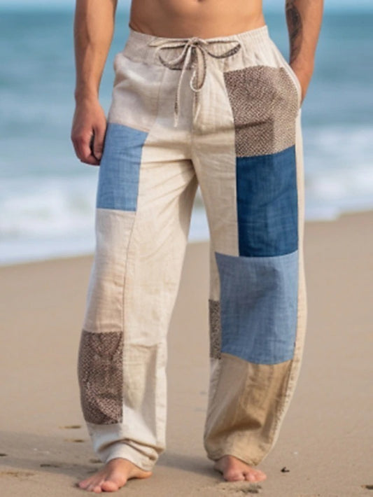 ✨👖【10 barev🌈】【S-6XL】😍 Pánské úzké kalhoty z bavlny a lnu ve větších velikostech, ležérní volný bohémský styl, kalhoty s širokým sedem