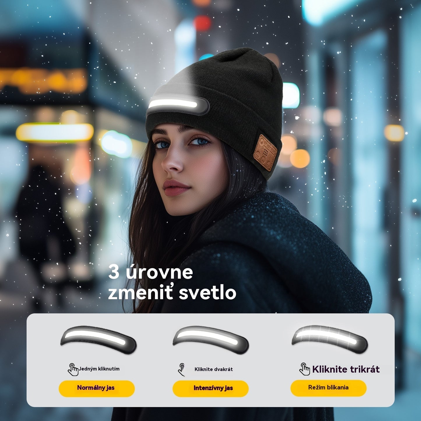 🔥50% zľava🔥🧢Nabíjateľná LED čiapka s Bluetooth，Zostaňte v teple💡