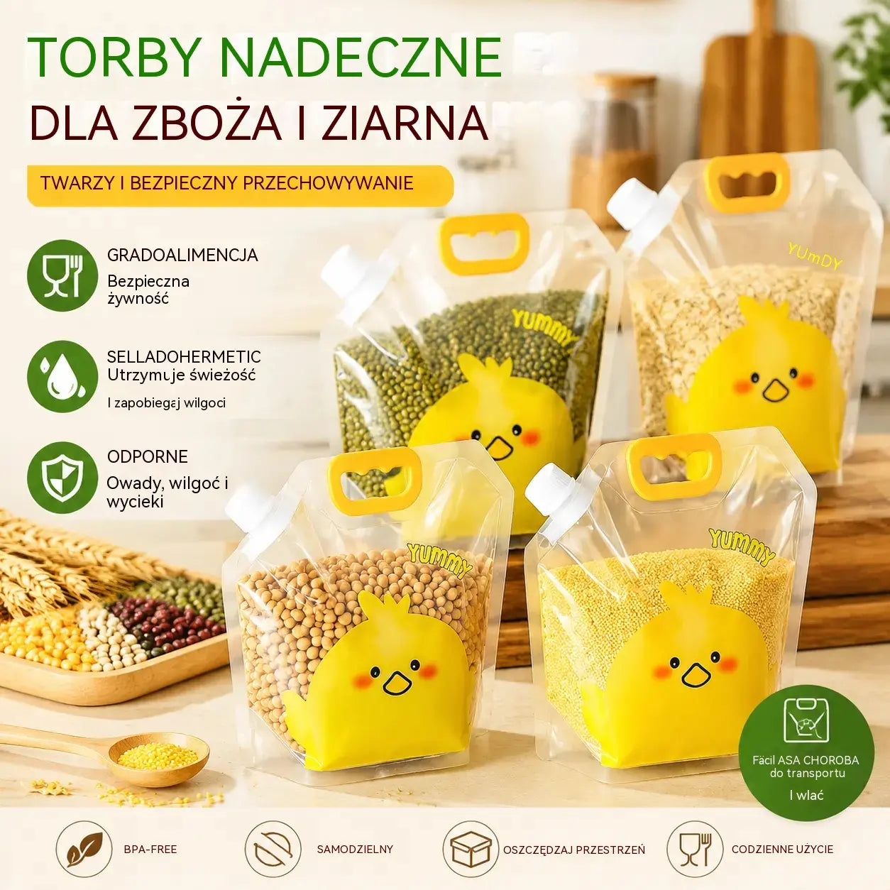 👍 Oferta za pół ceny! Zestaw 6 sztuk (lejek w komplecie) 🥰 Wielofunkcyjne woreczki do przechowywania żywności – chronią przed owadami i wilgocią.