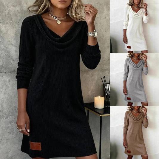 💃【50% sleva】【S-2XL】Nové dámské podzimní/zimní rolák s dlouhým rukávem, pohodlné, ležérní, úzké šaty