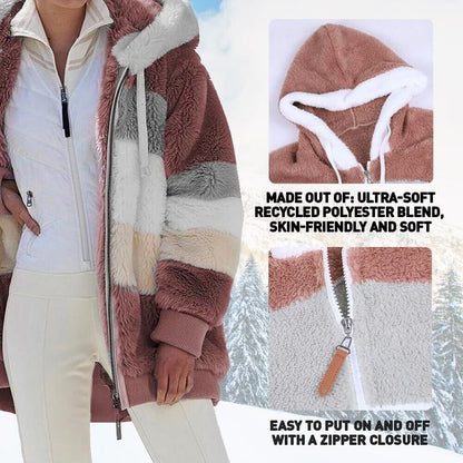 ✨❄️【50% zniżki】[S-5XL] 2025 Nowa damska kurtka w paski z grubego pluszu na jesień i zimę w kontrastowym kolorze