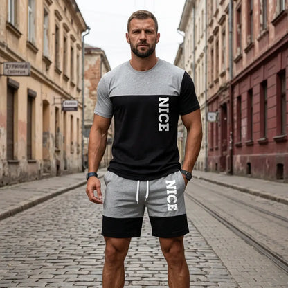 🔥👌 [Płatność przy odbiorze ✅] [S-6XL] Męski letni dwuczęściowy komplet sportowy – idealny na co dzień, do uprawiania sportu lub na wakacje.